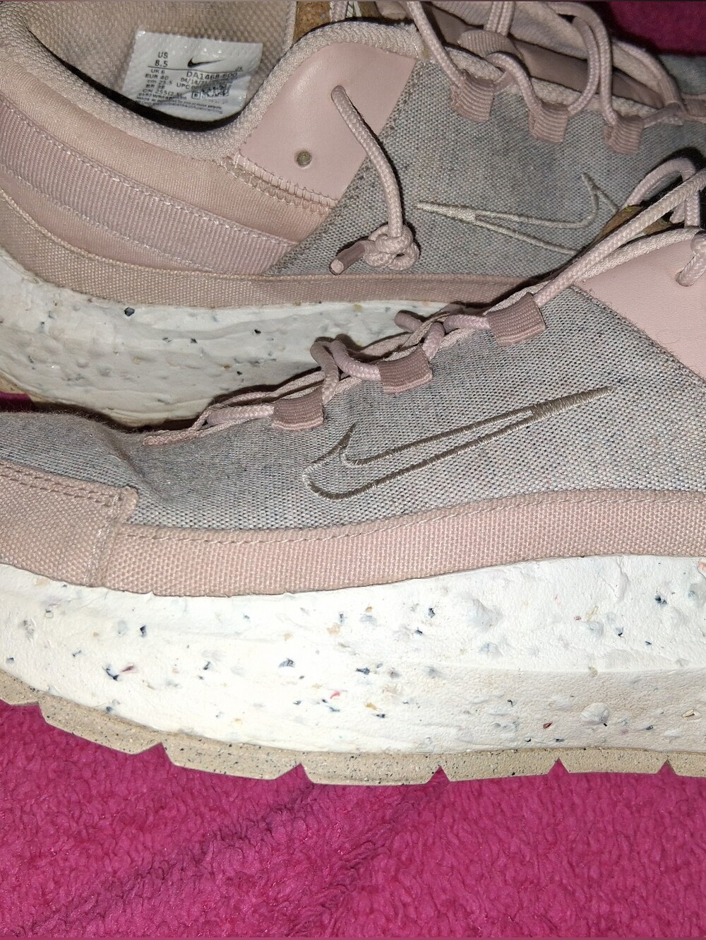 Nike Women's Light Pink and Beige Casual Lace-Up Sneakers